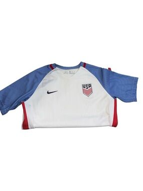 Nike Kids USA Short Sleeve Soccer Jersey in White, Blue & Red